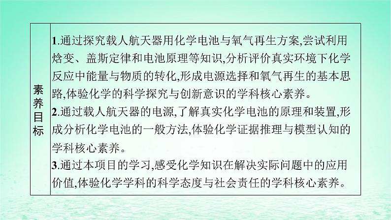 2022_2023学年新教材高中化学第1章化学反应与能量转化微项目设计载人航天器用化学电池与氧气再生方案课件鲁科版选择性必修103