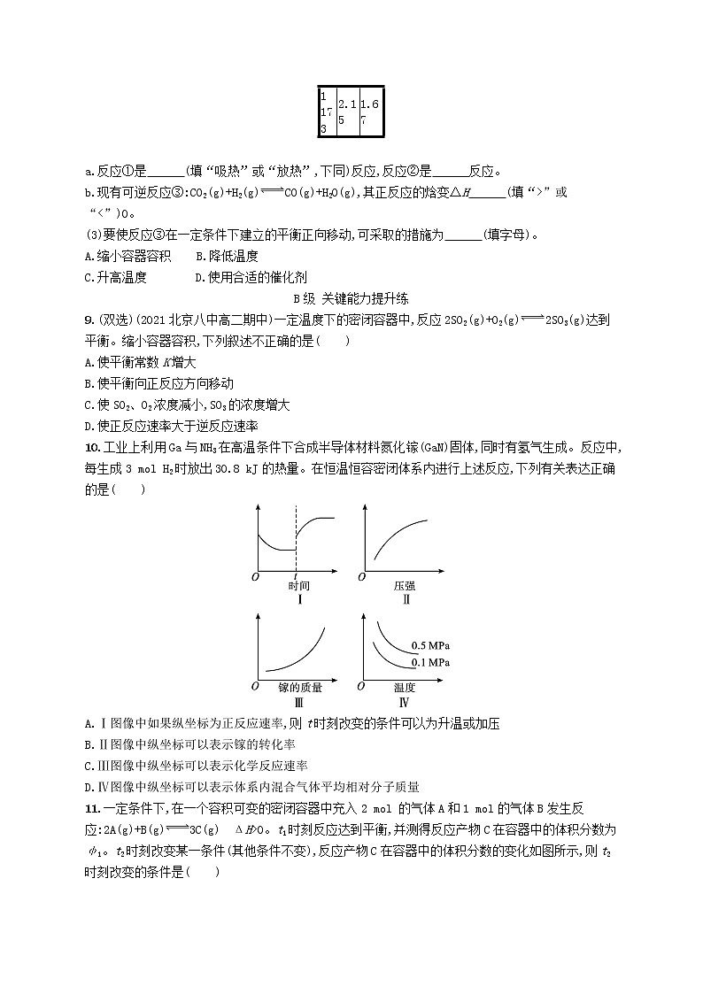 2022—2023学年新教材高中化学鲁科版选择性必修1第2章化学反应的方向限度与速率第2节化学反应的限度第2课时反应条件对化学平衡的影响（课件+课后习题）03