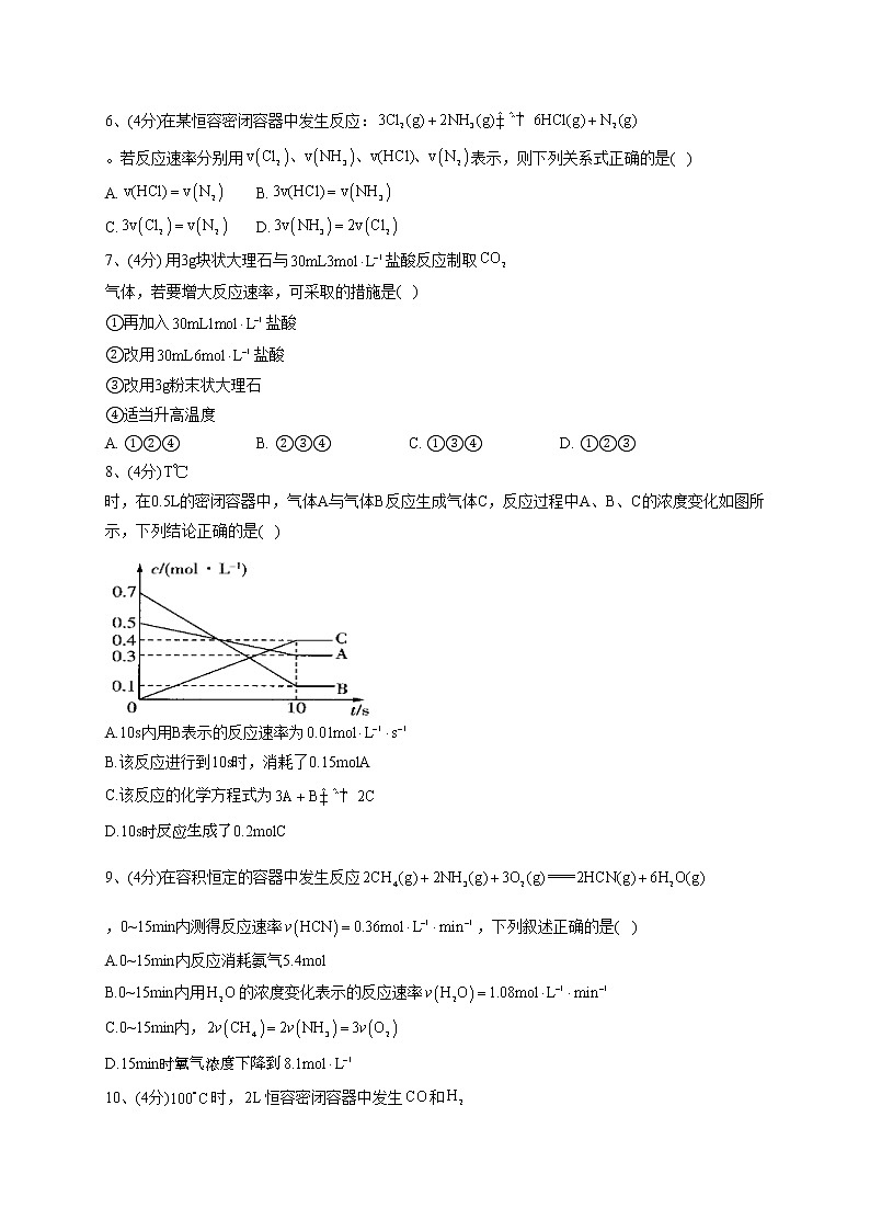 2022-2023学年人教版（2019）选择性必修一第二章 第一节 化学反应速率  同步课时训练(word版含答案)第2页