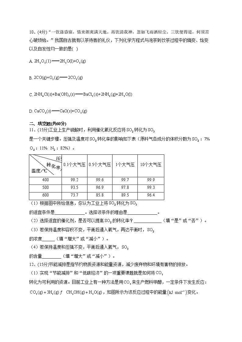2022-2023学年人教版（2019）选择性必修一第二章 第三节 化学反应的方向  同步课时训练(word版含答案)第3页