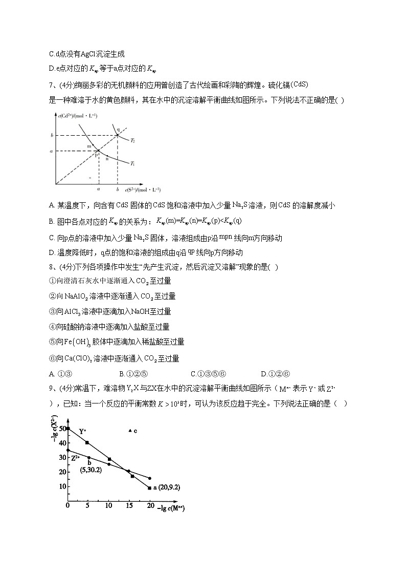 2022-2023学年人教版（2019）选择性必修一第三章 第四节 沉淀溶解平衡  同步课时训练(word版含答案)第3页