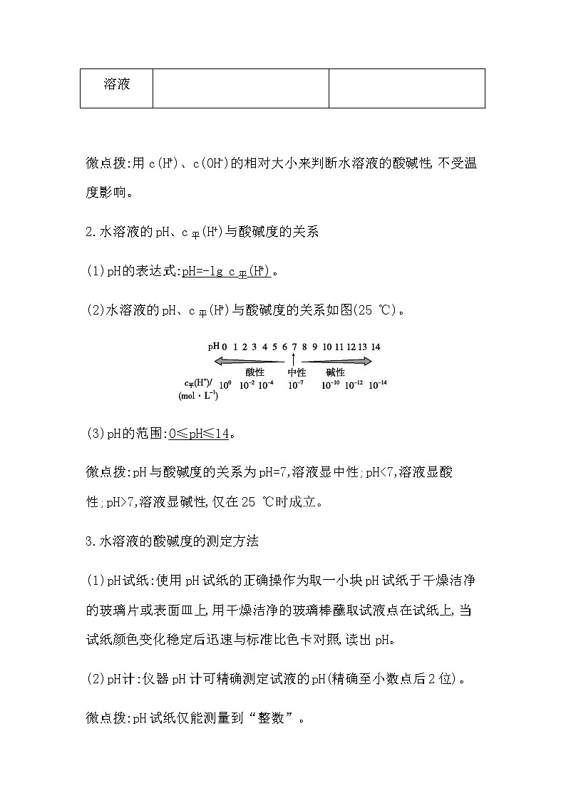 鲁科版高中化学选择性必修1第3章第1节第2课时水溶液的酸碱性与pH学案02
