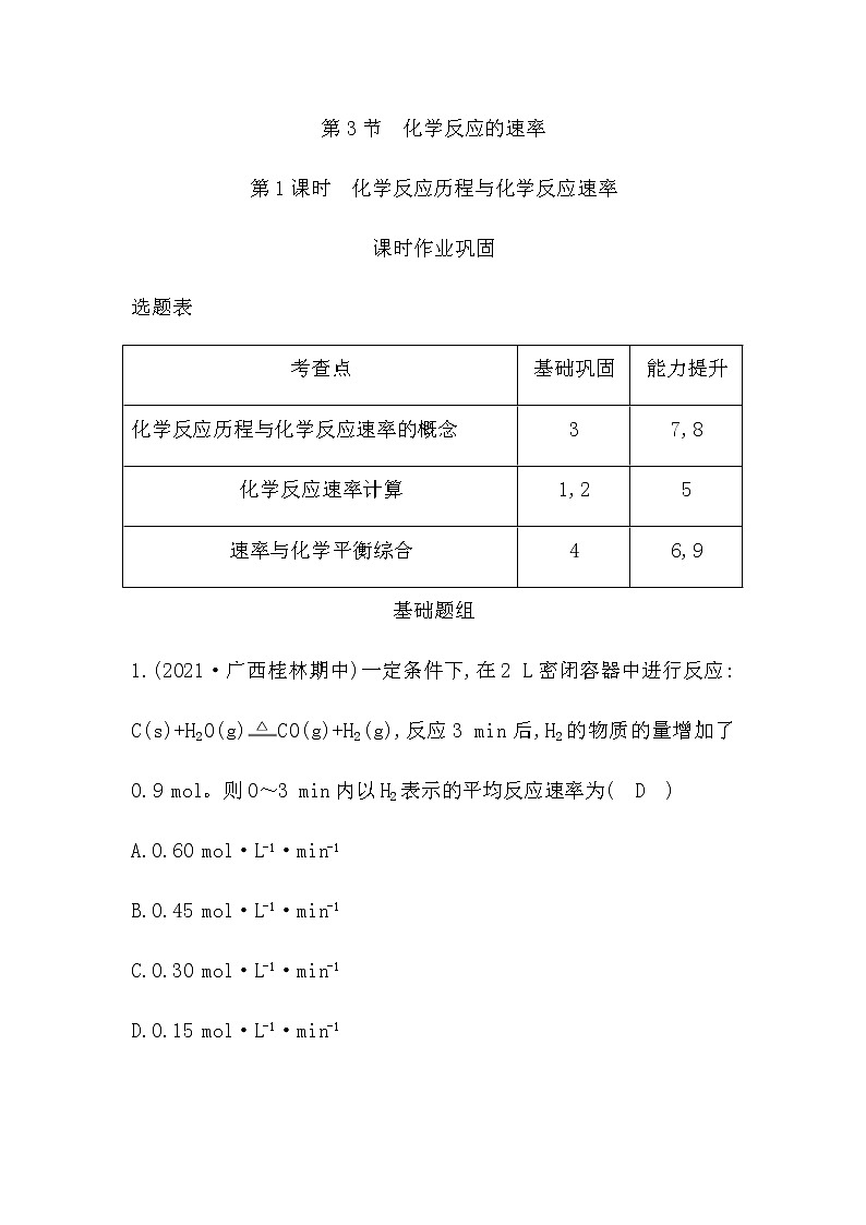 鲁科版高中化学选择性必修1第2章第3节第1课时化学反应历程与化学反应速率作业含答案01
