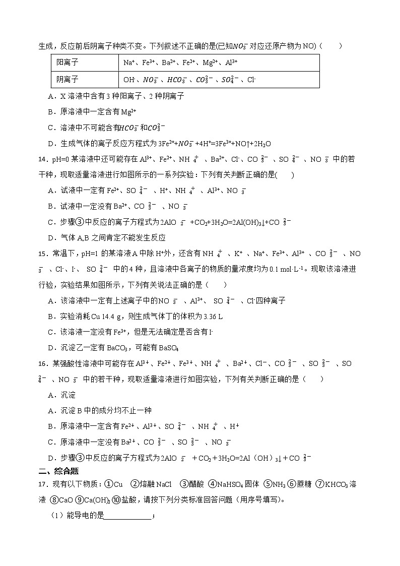 人教【新课标】高中化学一轮复习：专题3离子反应及答案第3页