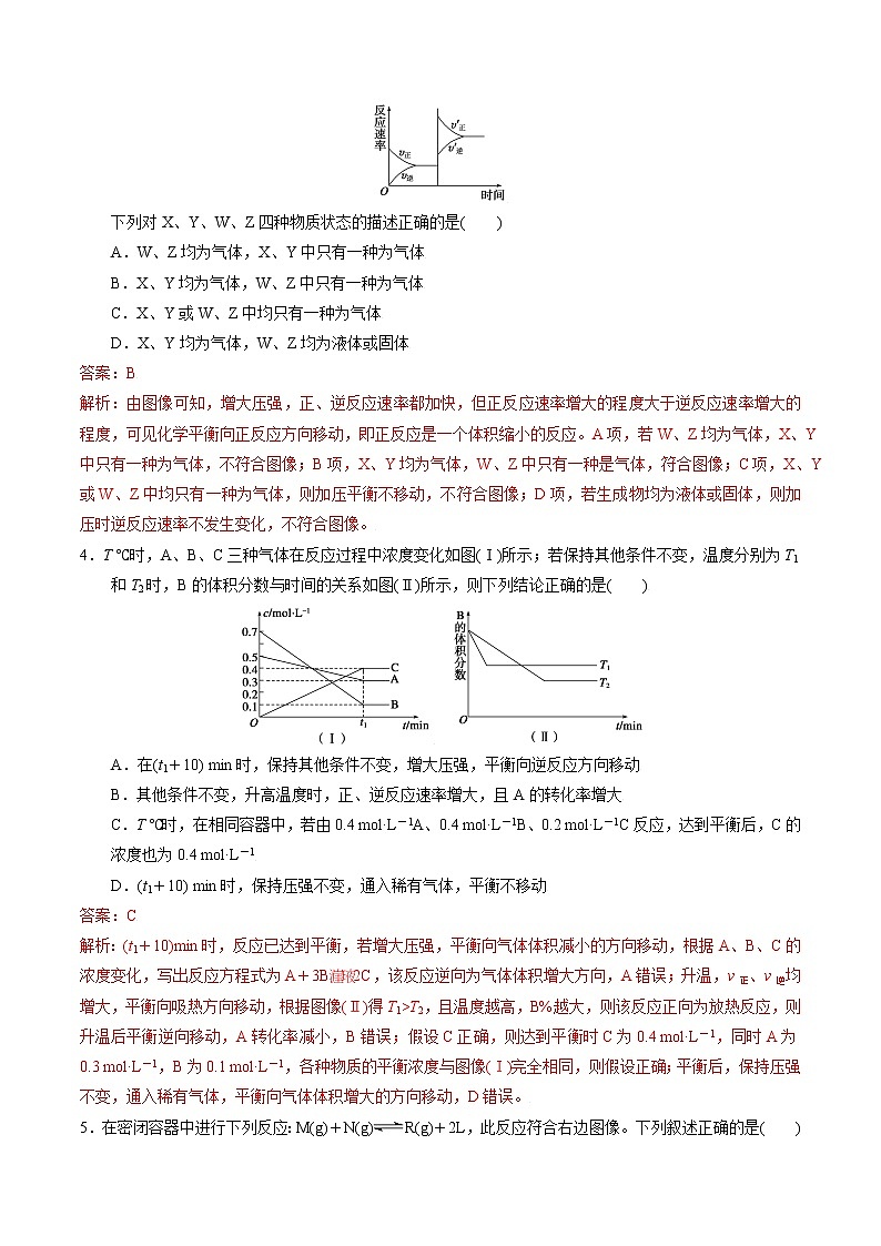 高中化学苏教版选修一 2.3.3化学平衡中的图像问题 作业（原卷+解析卷）02