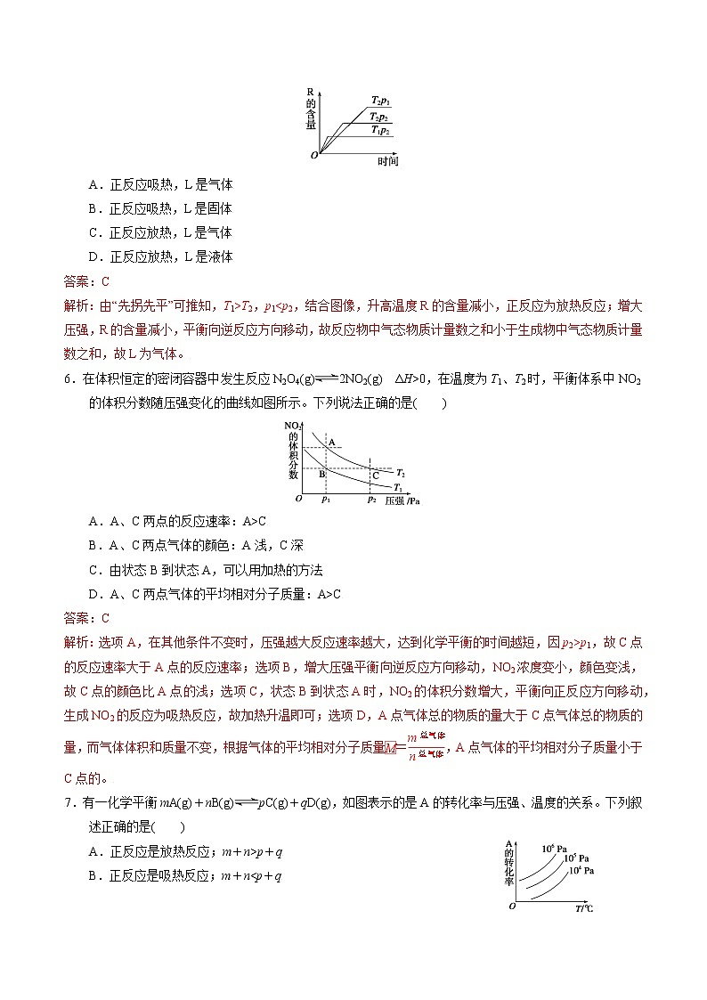 高中化学苏教版选修一 2.3.3化学平衡中的图像问题 作业（原卷+解析卷）03