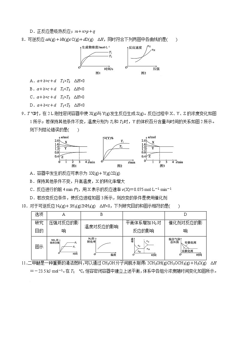 高中化学苏教版选修一 2.3.3化学平衡中的图像问题 作业（原卷+解析卷）03