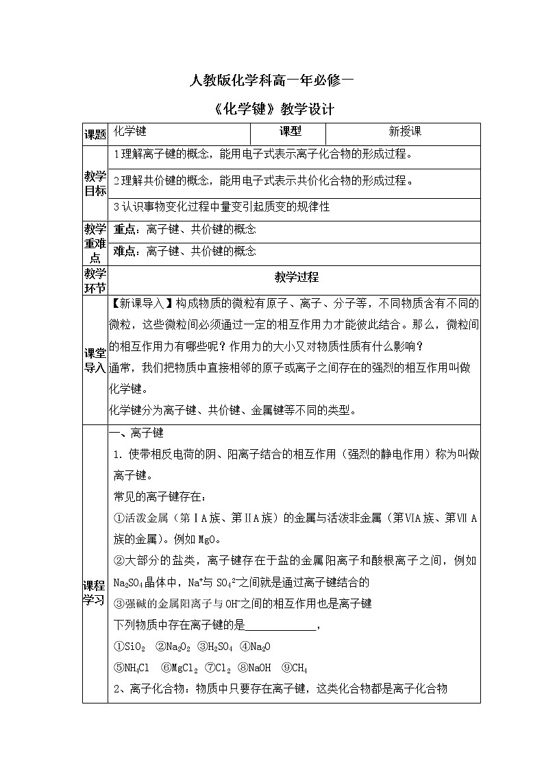 4.4《化学键》课件+教案01