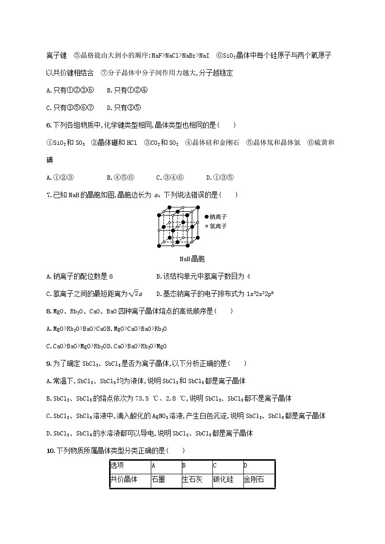 2022_2023学年新教材高中化学鲁科版选择性必修2第3章不同聚集状态的物质与性质测评试题第2页