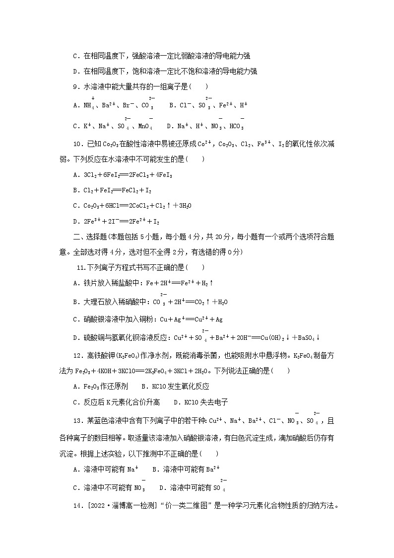 2022_2023学年新教材高中化学新人教版必修第一册第一章物质及其变化综合素养测评03