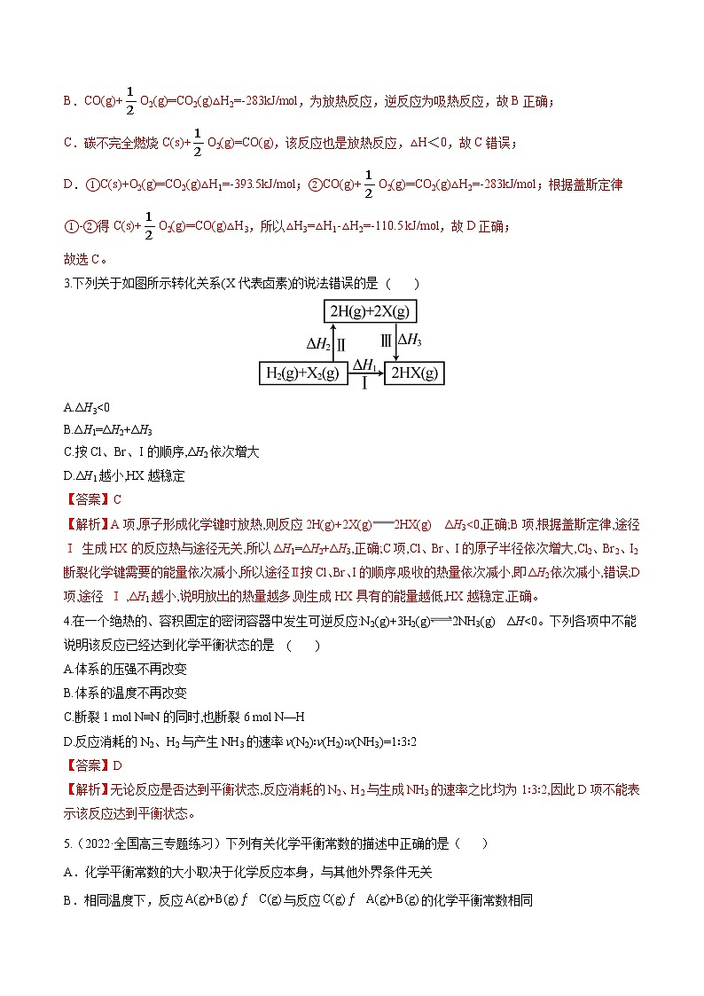 期末模拟测试卷（二）-【冲刺期末】2021-2022学年高二化学期末单元复习测试（人教版2019选择性必修1）（解析版）第2页