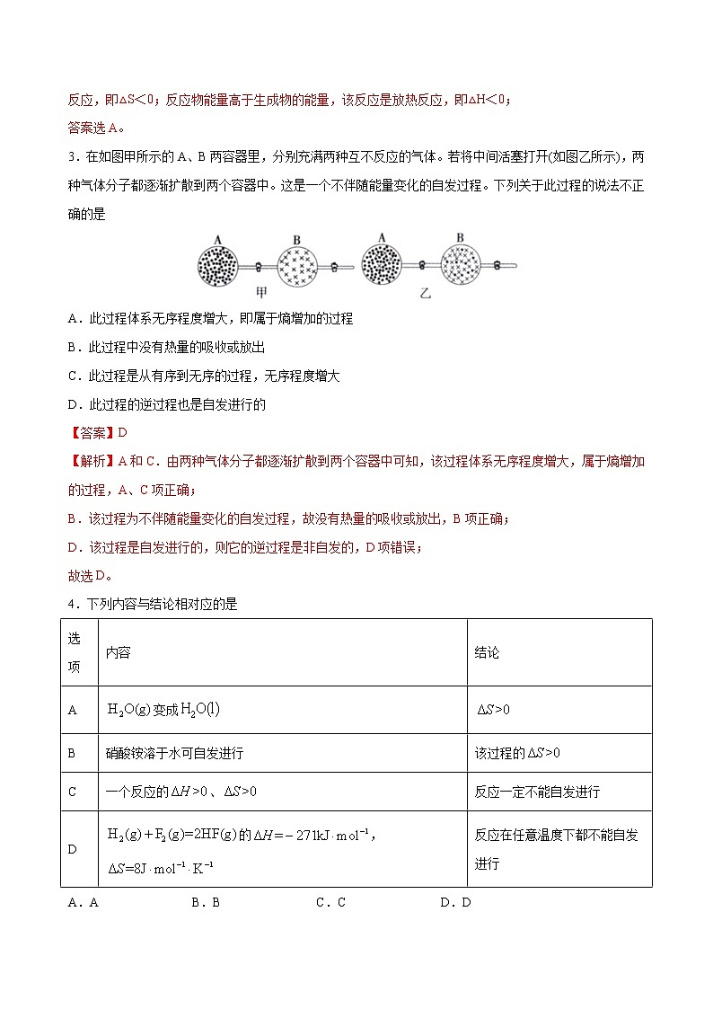 2.3 化学反应的方向【综合训练】2022-2023学年高二化学考点分层解读与综合训练（人教版2019选择性必修1）02