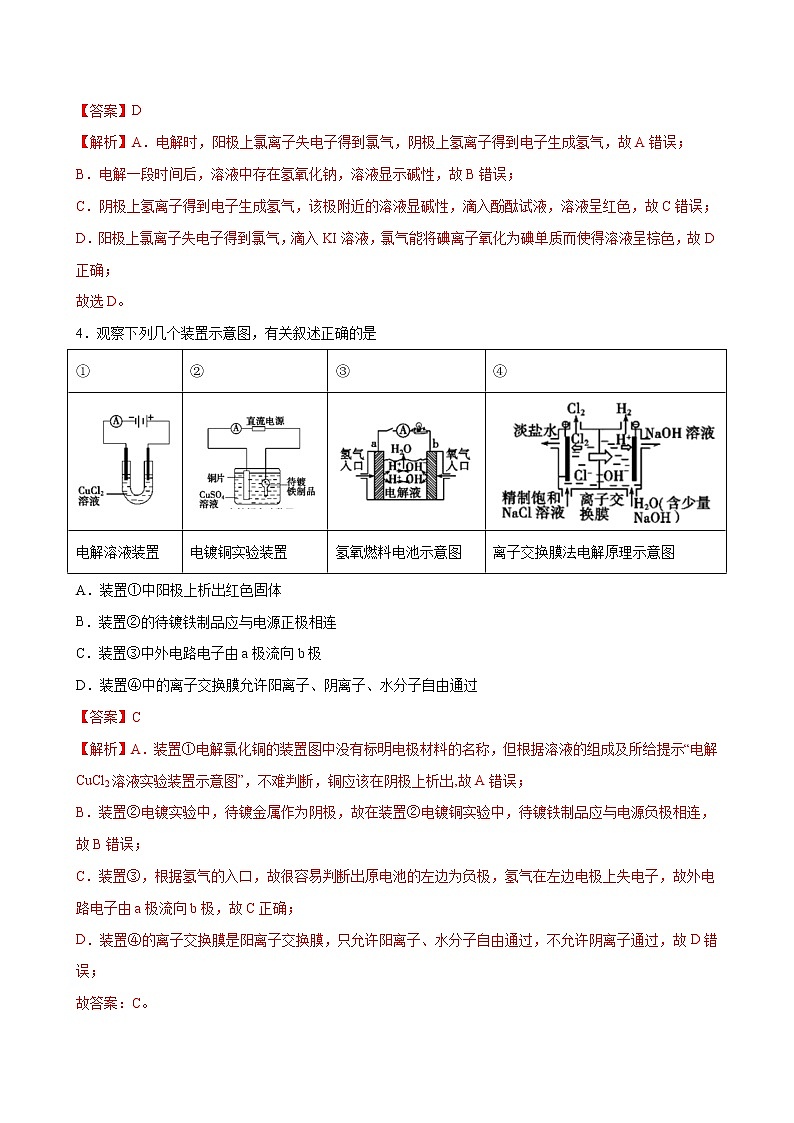 课题4.2 电解池【综合训练】2022-2023学年高二化学考点分层解读与综合训练（人教版2019选择性必修1）02