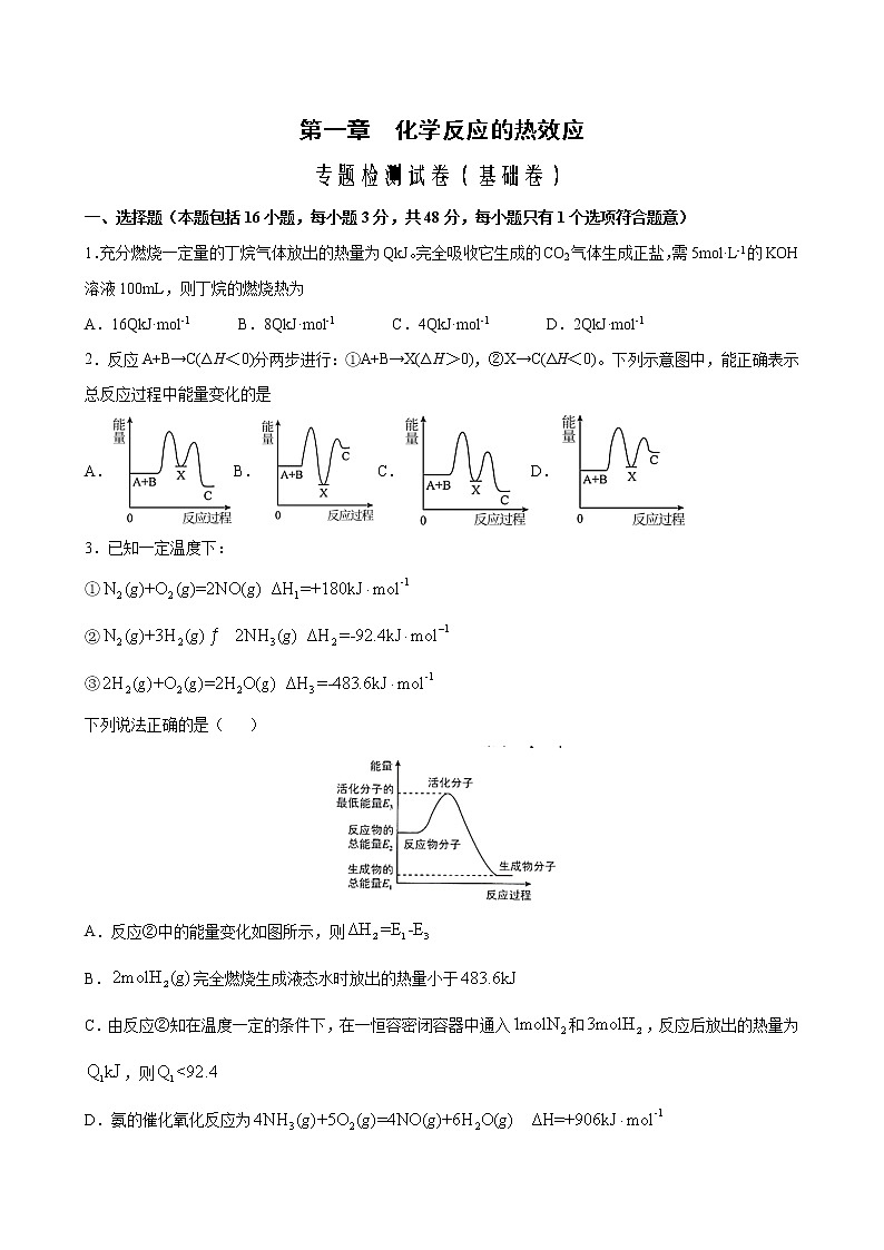 专题01 化学反应的热效应 专题检测试卷（基础卷）2022-2023学年高二化学考点分层解读与综合训练（人教版2019选择性必修1）（原卷版）第1页