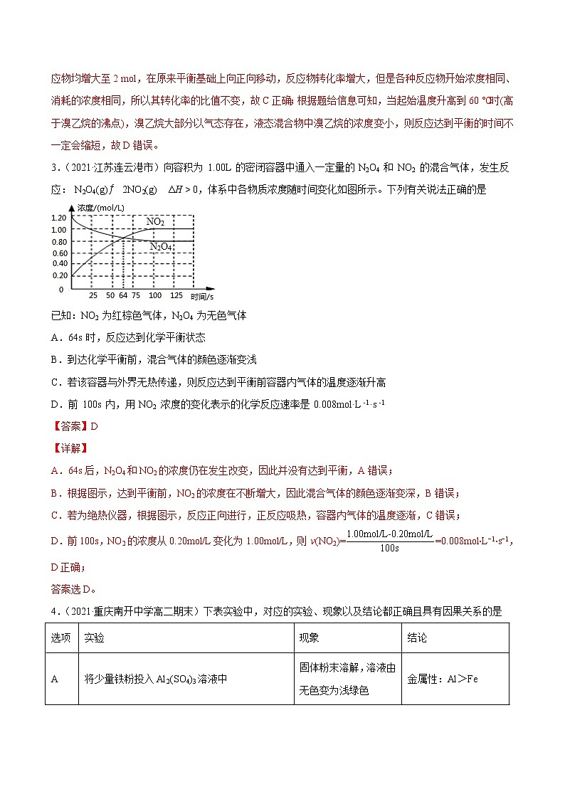 2.2.2+影响化学平衡的因素-2022-2023学年高二化学课后培优练（人教版2019选择性必修1）02
