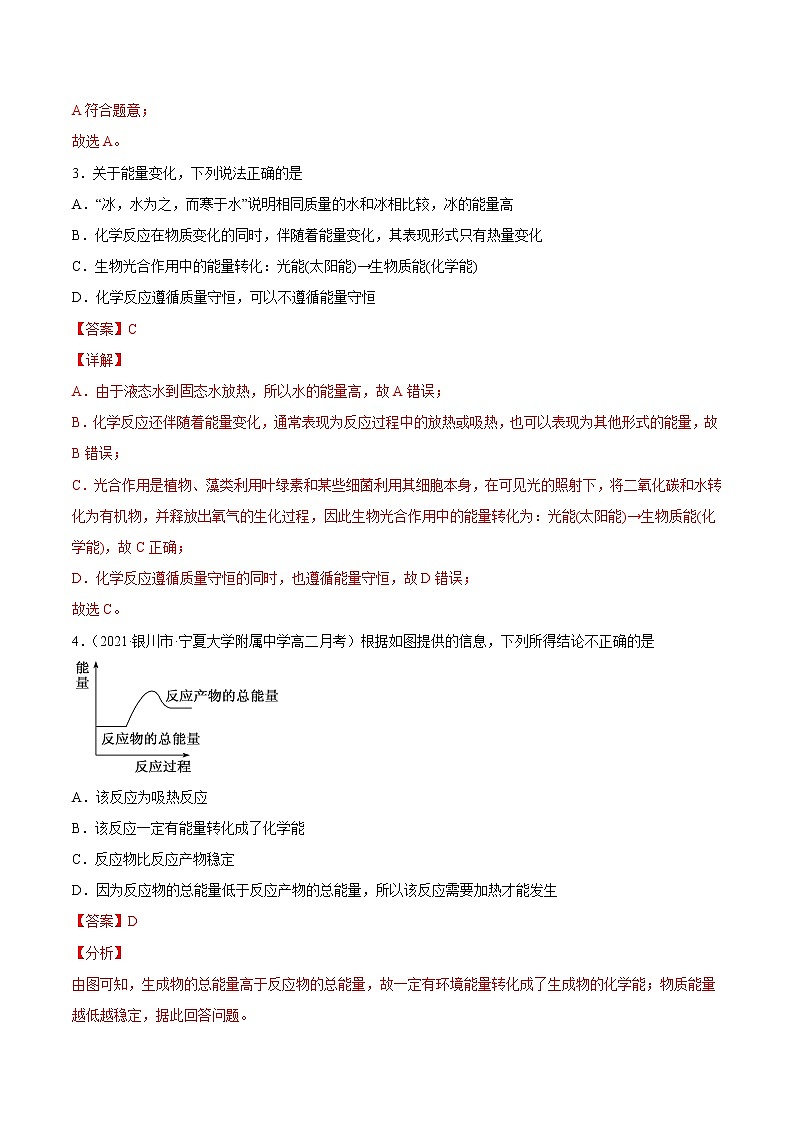 1.1.1 焓变 反应热-2022-2023学年高二化学课后培优练（人教版选修4）（解析版）第2页