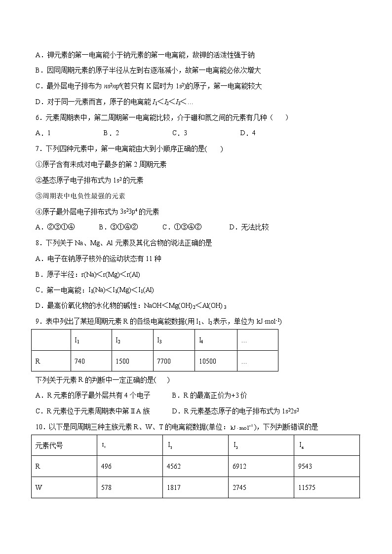1.2.2 原子结构与元素周期律（基础过关A练）-2022-2023学年高二化学课时过关提优AB练（人教版2019选择性必修2）（原卷版）第2页