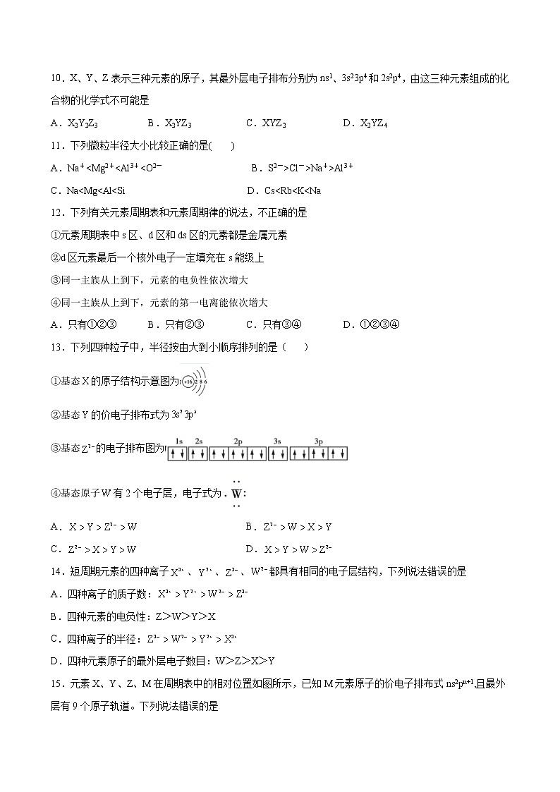 第01单元 原子结构与性质（B卷•提升能力）-2022-2023学年高二化学同步单元AB卷（人教版2019选择性必修2）（原卷版）第3页