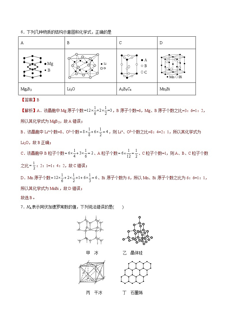 第03单元 晶体结构与性质（B卷•提升能力）-2022-2023学年高二化学同步单元AB卷（人教版2019选择性必修2）（解析版）第3页