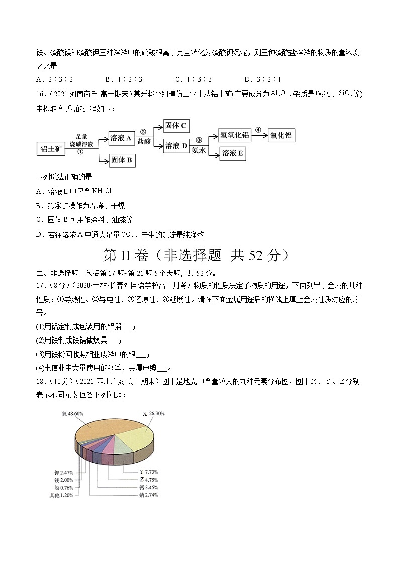 专题七金属材料（A卷）-高一化学单元专题双测卷（人教版2019必修第一册）03