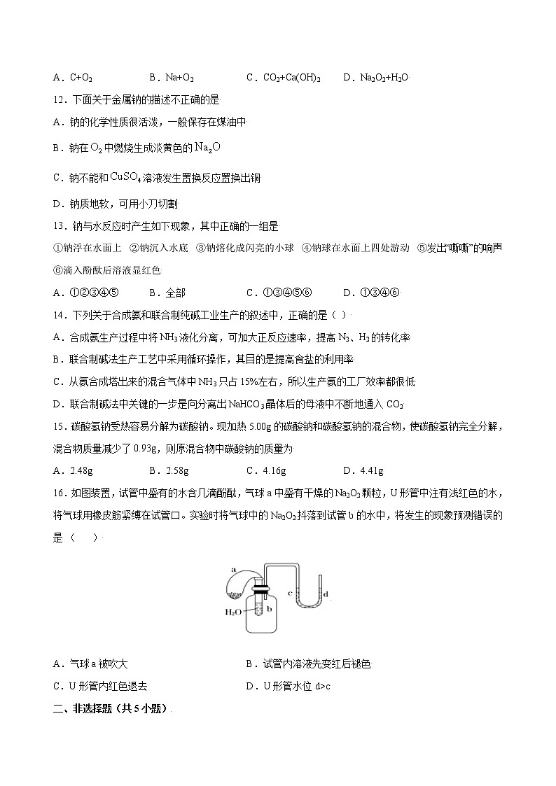 2.1 钠及其化合物【综合训练】-2022-2023学年高一化学考点分层解读与综合训练（人教版2019必修第一册）（原卷版）第3页