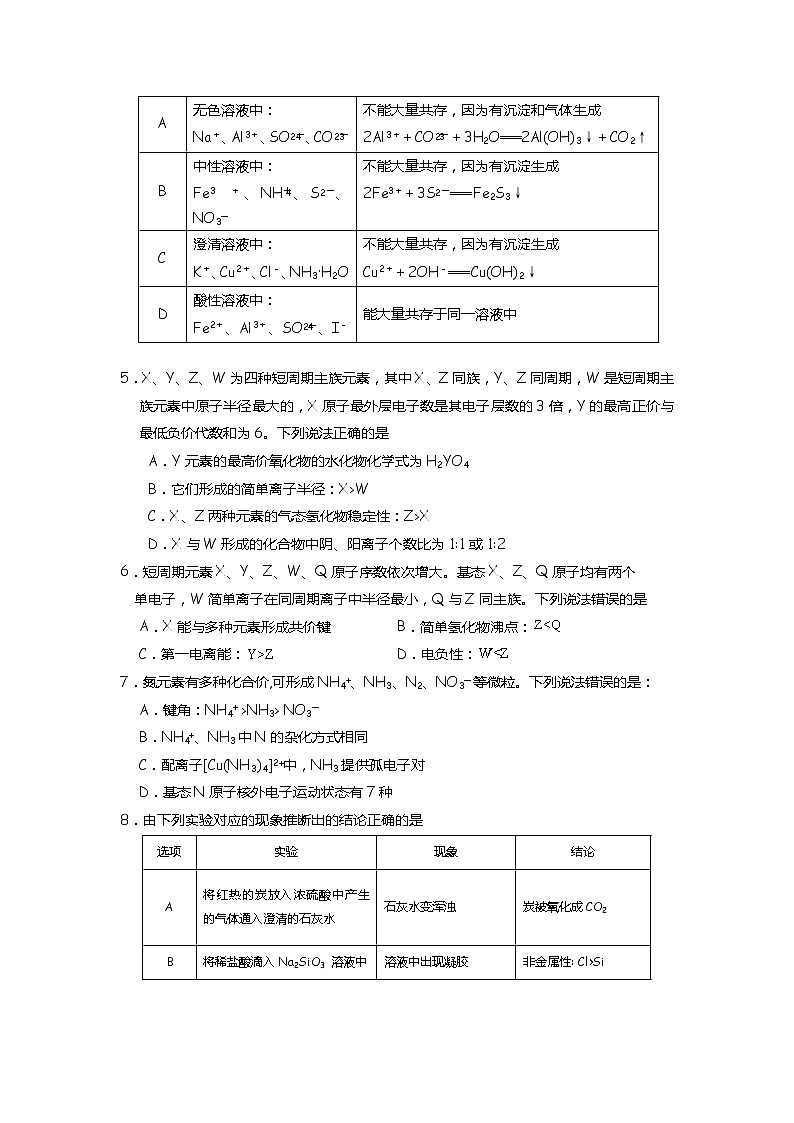 2021-2022学年吉林省长春市朝阳区重点学校高二下学期期末考试化学试题含答案02