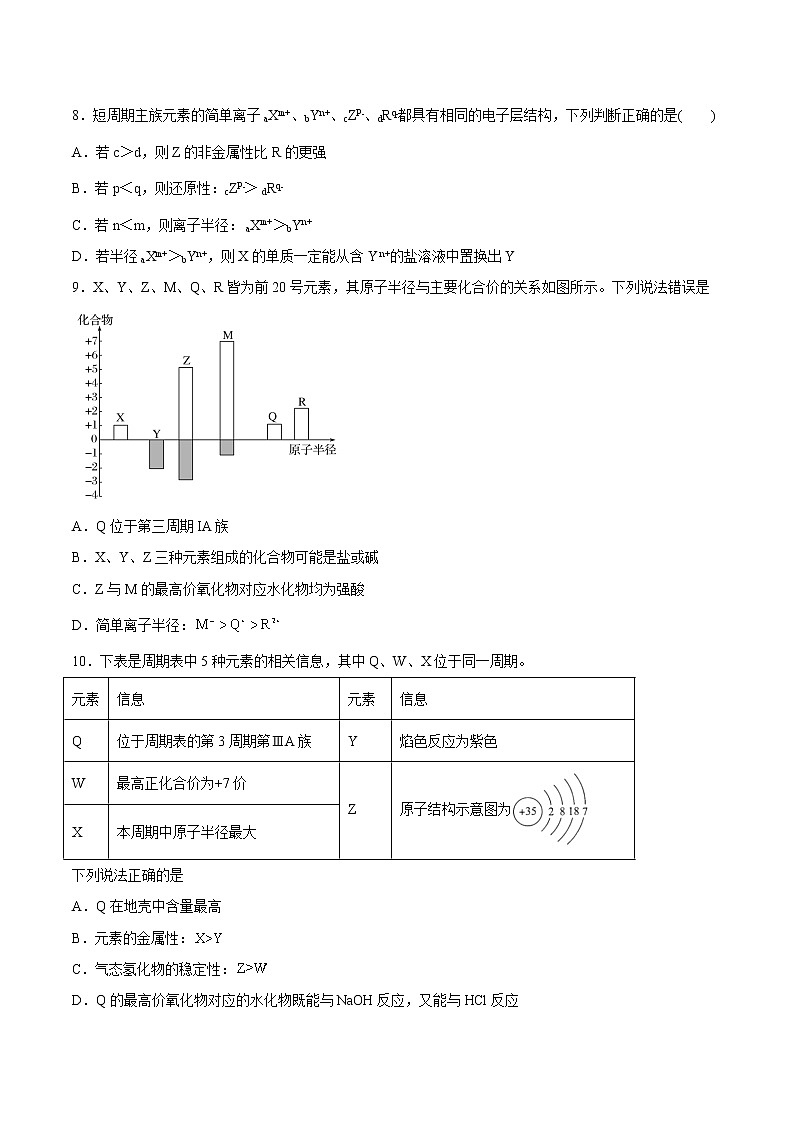 4.2.2 元素周期表和元素周期律的应用-2022-2023学年高一化学课后培优练（人教版2019必修第一册）（原卷版）第3页