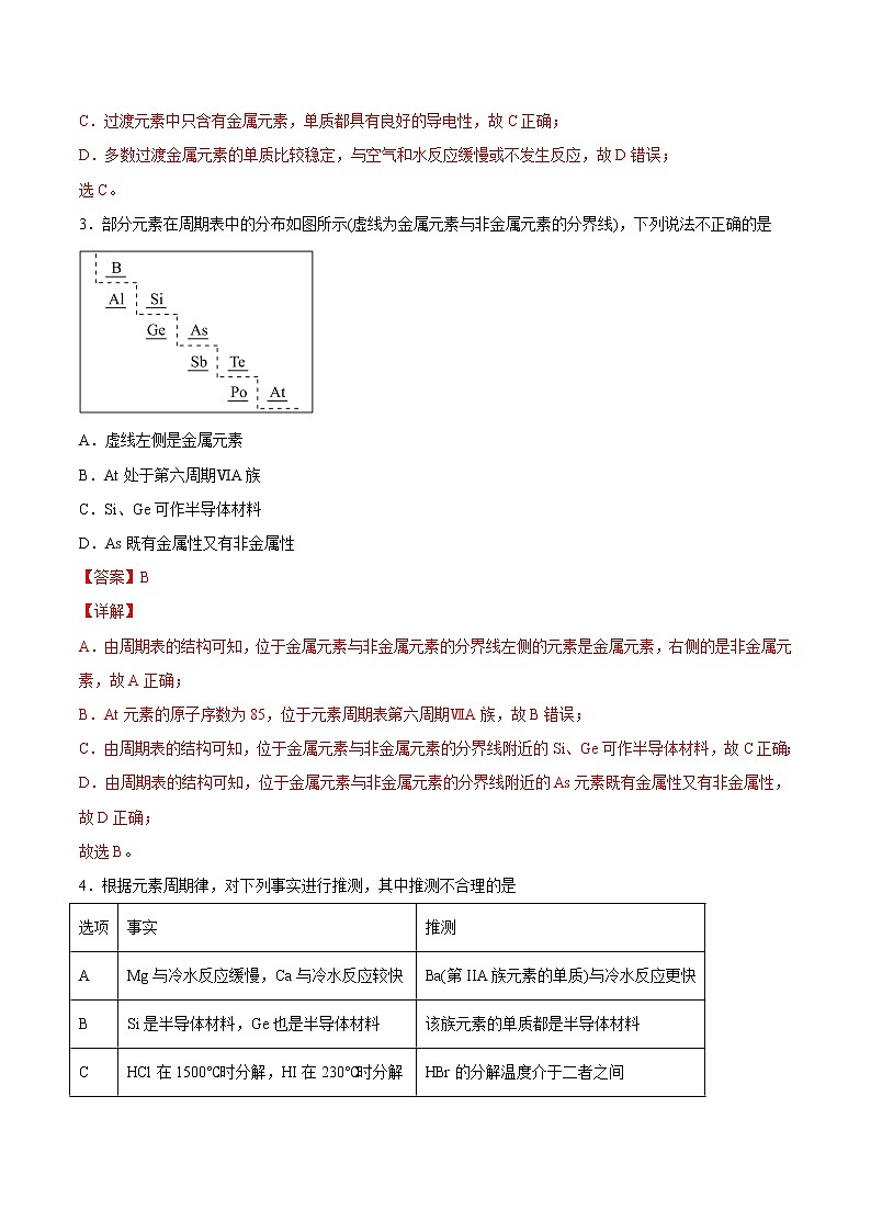 4.2.2 元素周期表和元素周期律的应用-2022-2023学年高一化学课后培优练（人教版2019必修第一册）（解析版）第2页