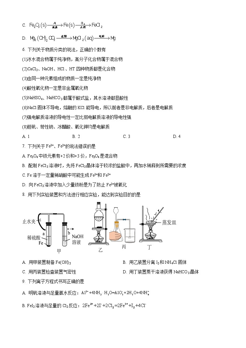 山西省太原师范学院附属中学2022-2023 学年高三上学期第一次月考化学试题（原卷版）第2页