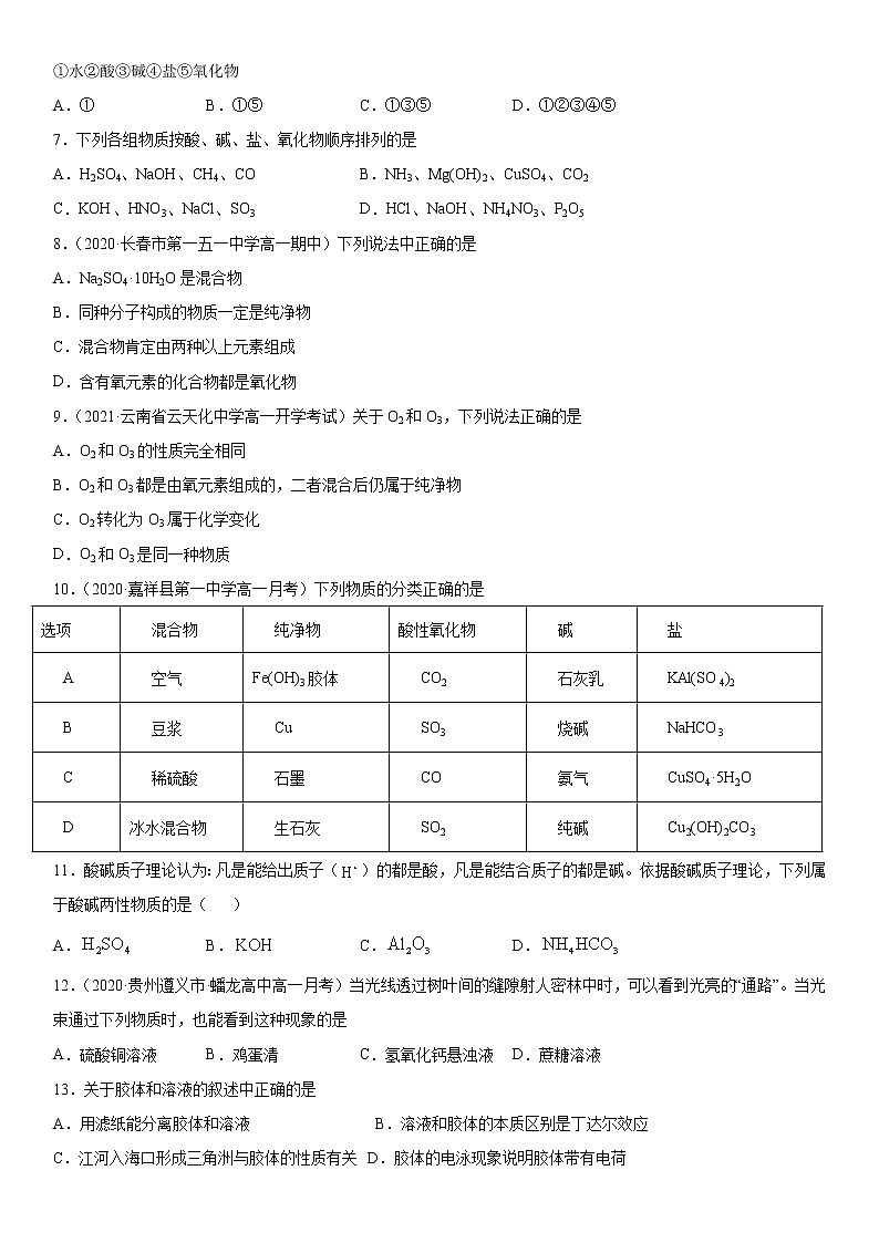 1.1.1 物质的分类-2022-2023学年高一化学课后培优练（人教版2019必修第一册）（原卷版）第2页
