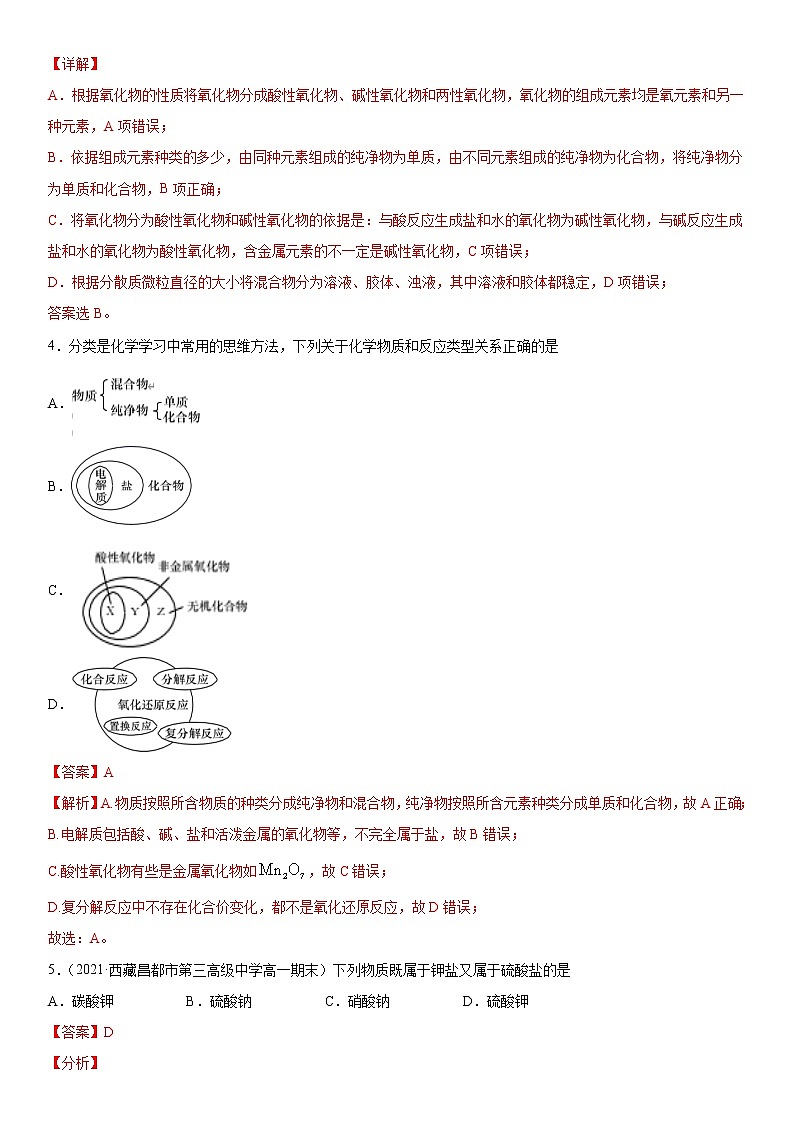 1.1.1 物质的分类-2022-2023学年高一化学课后培优练（人教版2019必修第一册）（解析版）第2页
