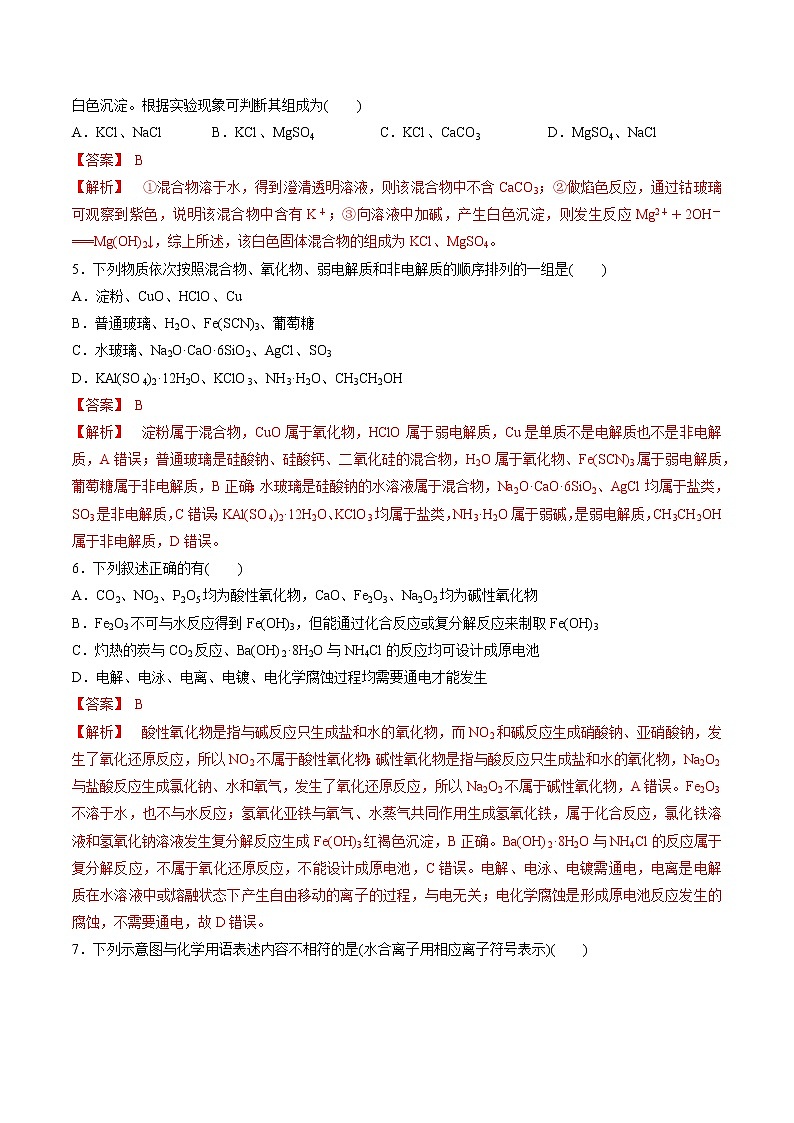 检测卷04 物质的组成、性质、分类-2023届高考化学一轮复习考点过关检测卷02