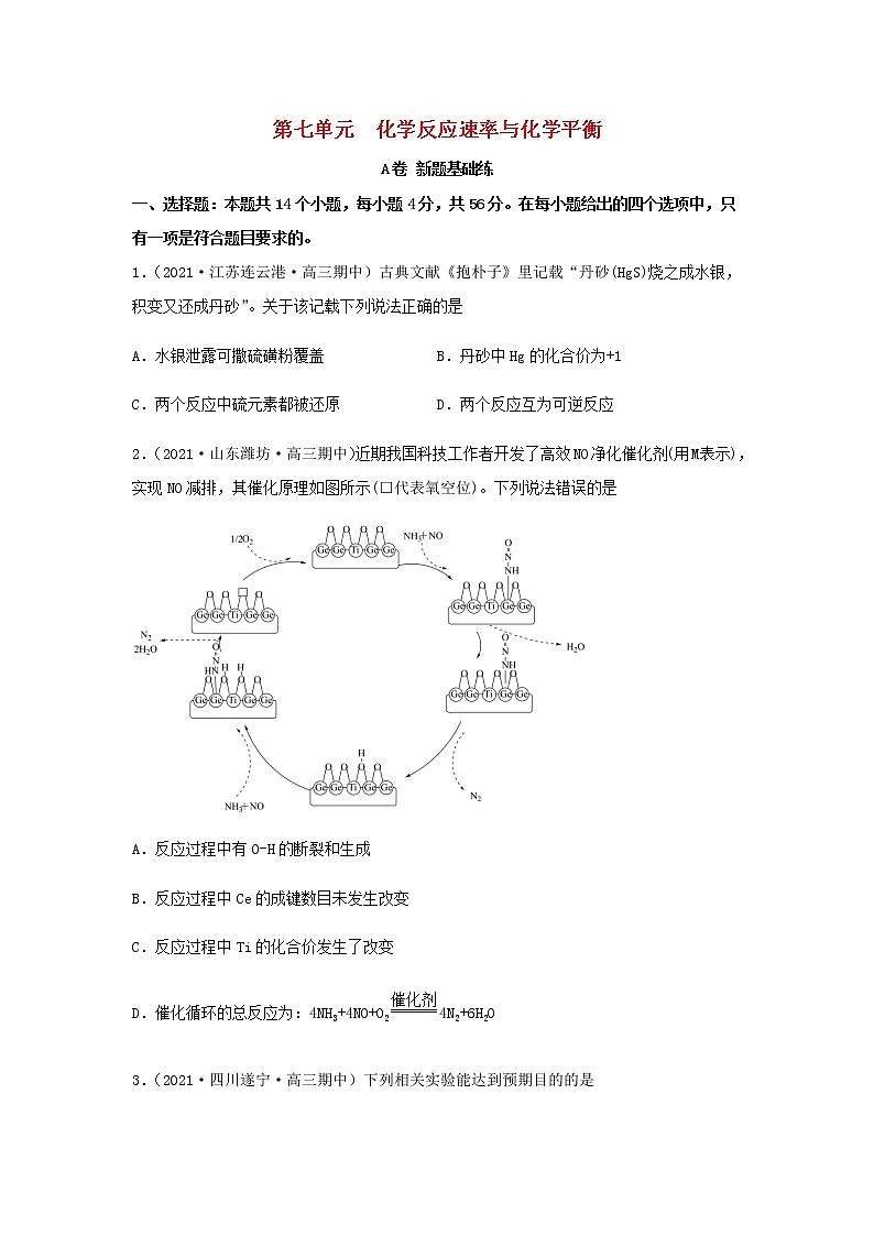 高考化学一轮复习单元滚动双测卷化学反应速率与化学平衡含答案01