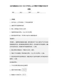 山东省临沂市2022-2023学年高三上学期开学摸底考试化学试题含解析