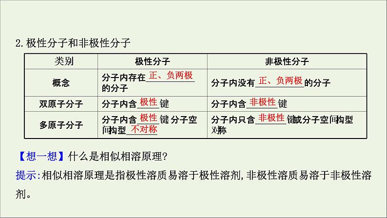 化学鲁科版选择性必修2同步教学课件第2章 微粒间相互作用与物质性质 第2节 第2课时 分子的空间结构与分子性质08