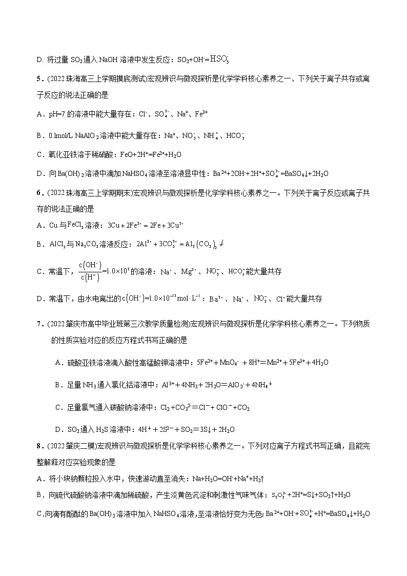 必练13 微观探析与离子反应30题- 2023年高考化学总复习高频考点必刷1000题（广东专用）02