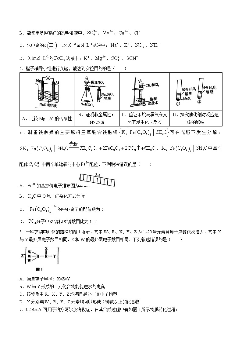 2023重庆市巴蜀中学高三上学期适应性月考（二）化学含答案 试卷02