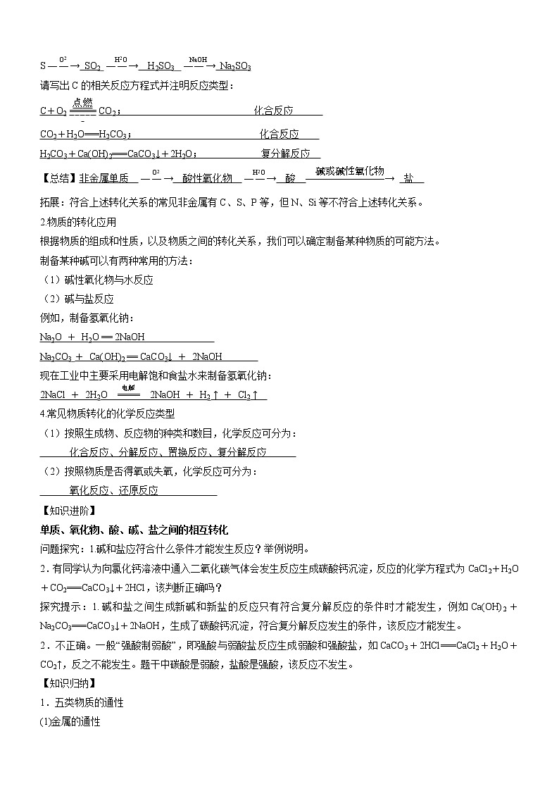 1.1.2 物质的转化（自主学案）-2022-2023学年高一化学同步学习高效学与练（人教版2019必修第一册）03