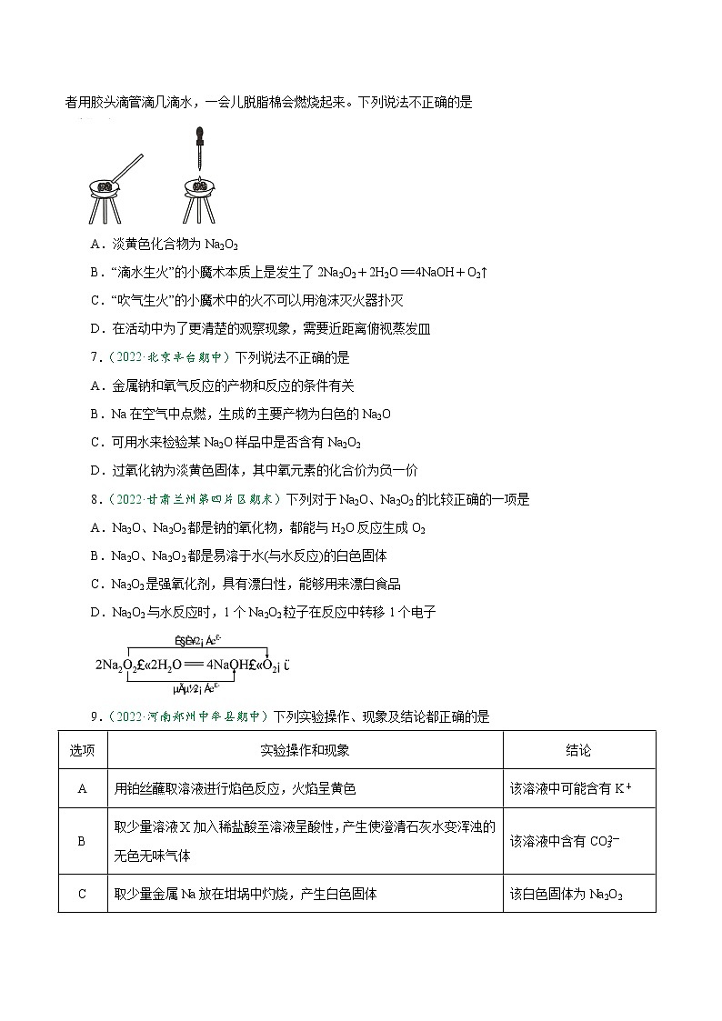 2.1.2 钠的氧化物与焰色试验-2022-2023学年高一化学上学期课后培优分级练（人教版2019必修第一册）（原卷版）第2页