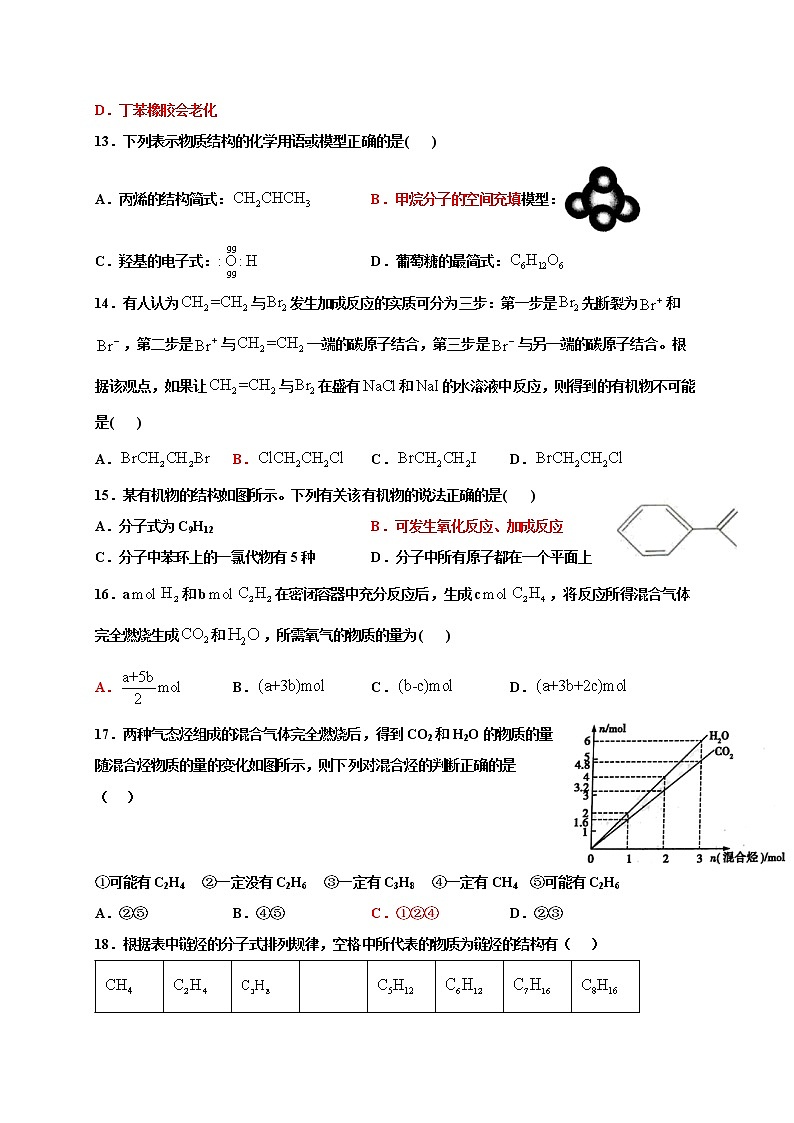 7.2乙烯与有机高分子材料 巩固练习-浙江大学附属中学高中化学人教版（2019）必修第二册第3页