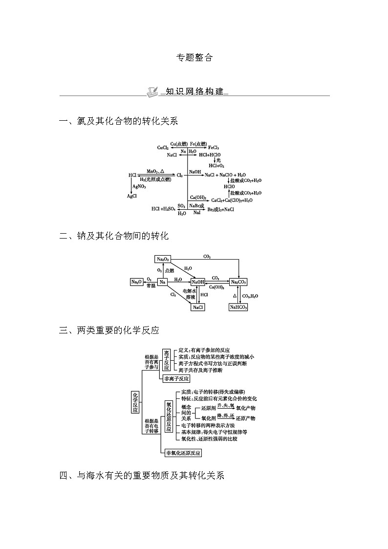 苏教版高中化学必修第一册专题3从海水中获得的化学物质课时学案01