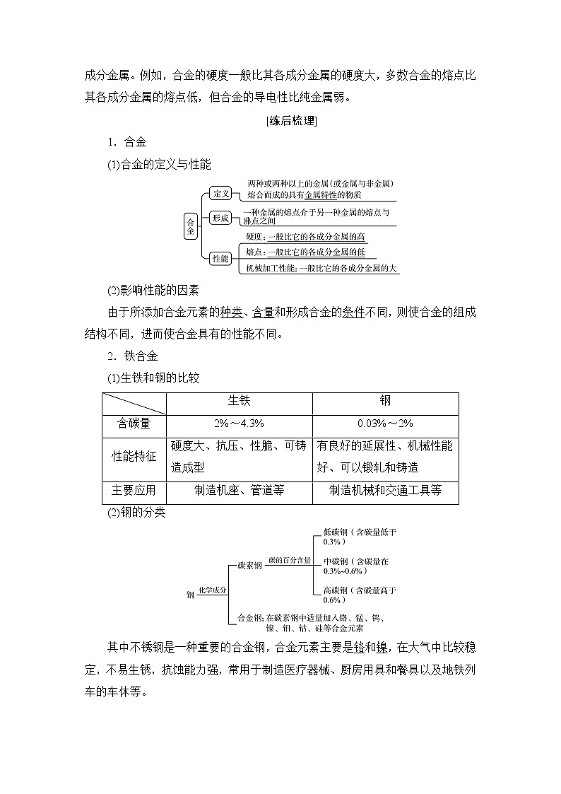 人教版高考化学一轮总复习第3章第2节金属材料课时学案02