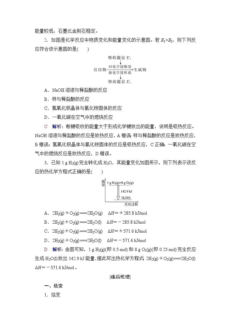 人教版高考化学一轮总复习第7章第1节化学反应的热效应课时学案第2页