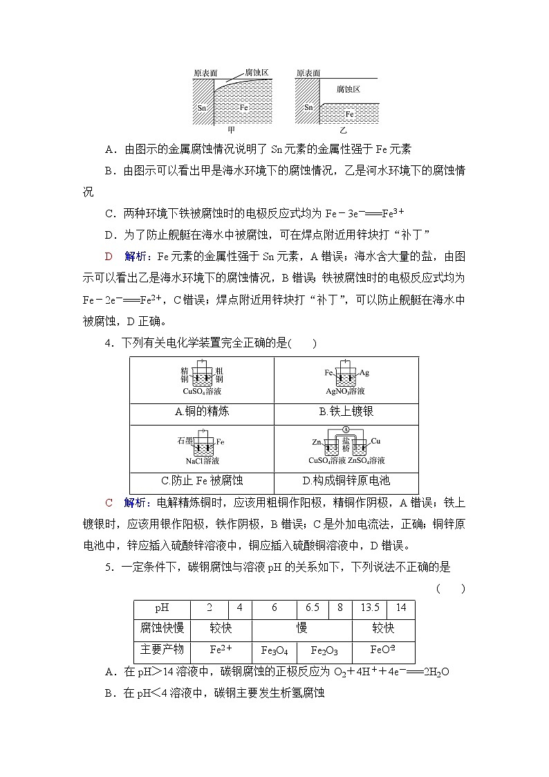 人教版高考化学一轮总复习课时质量评价24电解池金属的腐蚀与防护含答案 试卷02