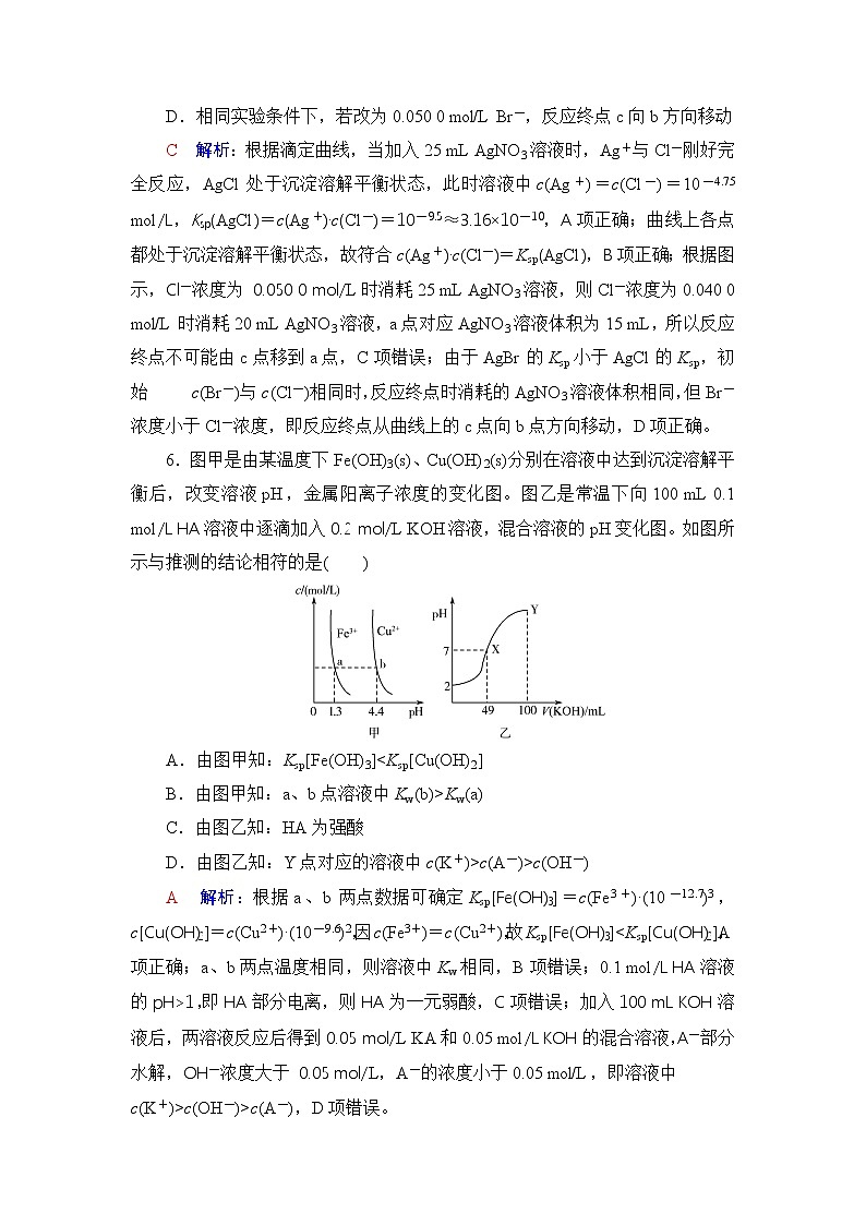 人教版高考化学一轮总复习课时质量评价31沉淀溶解平衡含答案第3页