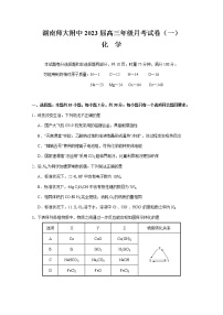 湖南师范大学附属中学2022-2023学年高三上学期月考化学试卷（一）（Word版附答案）