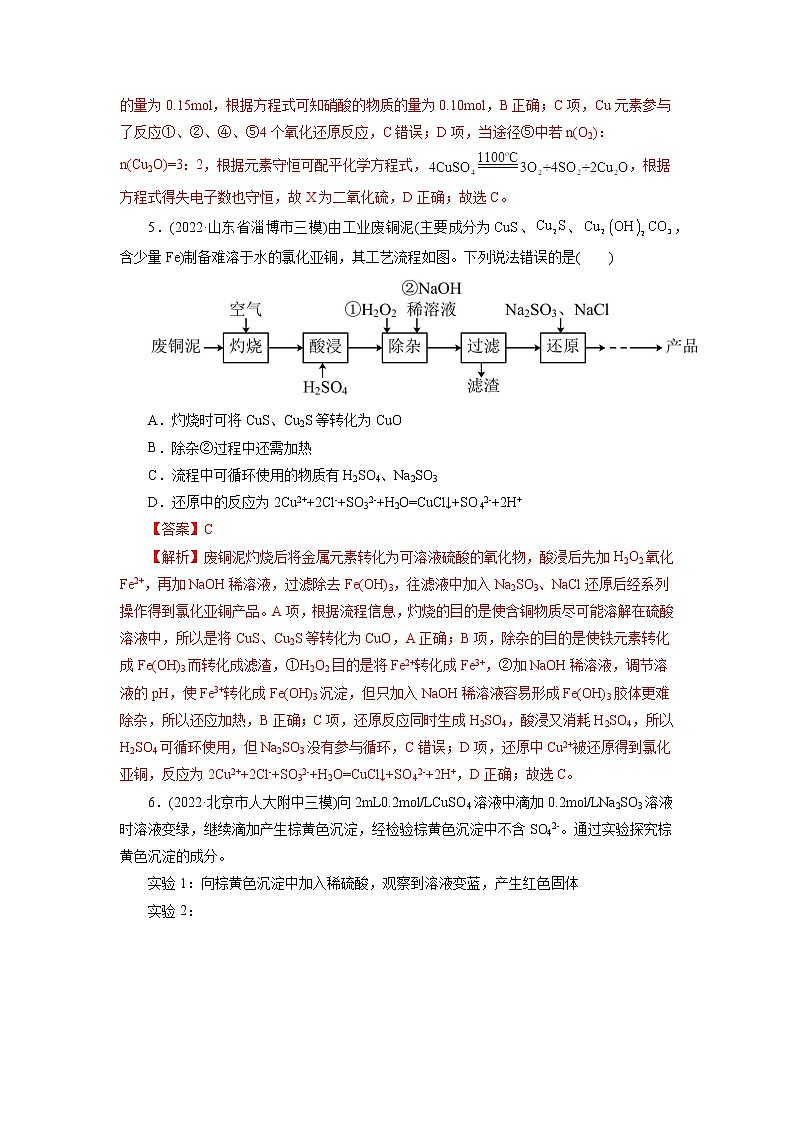 2023年高考化学一轮复习 考点16  铜及其金属材料 模拟测试 （原卷版）2023年高考化学一轮复习第3页
