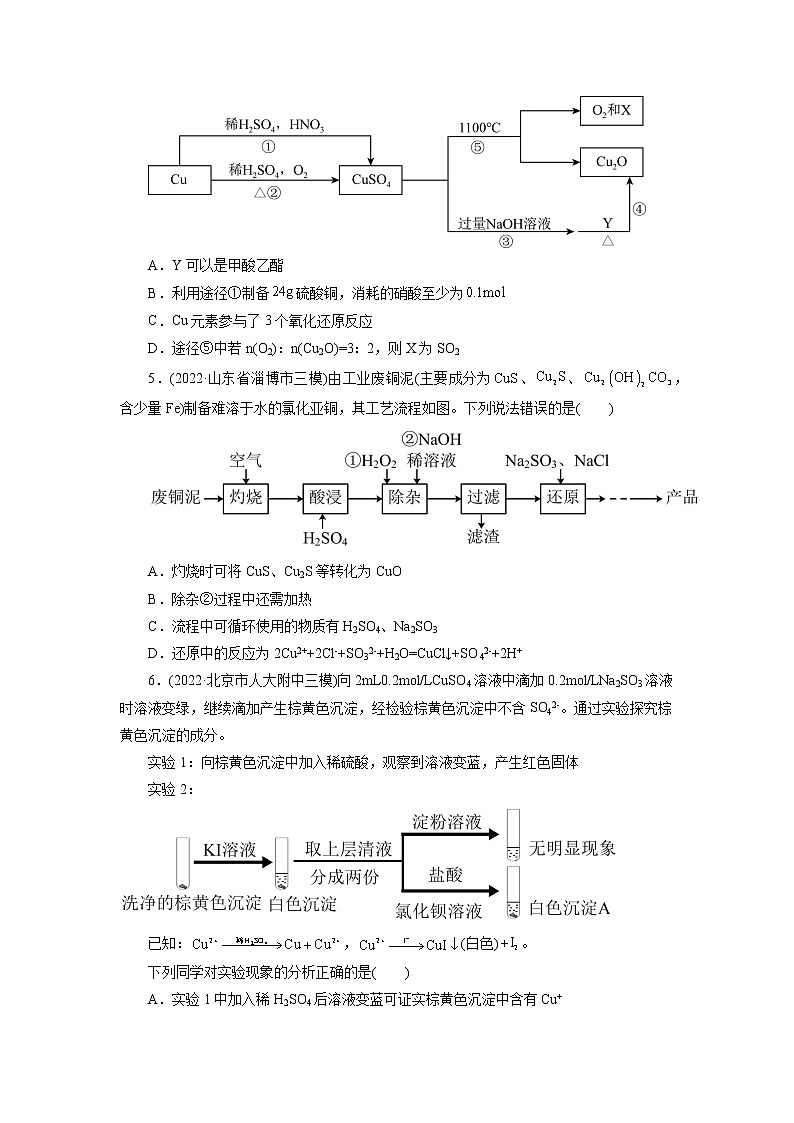 2023年高考化学一轮复习 考点16  铜及其金属材料 模拟测试 （解析版）2023年高考化学一轮复习第2页