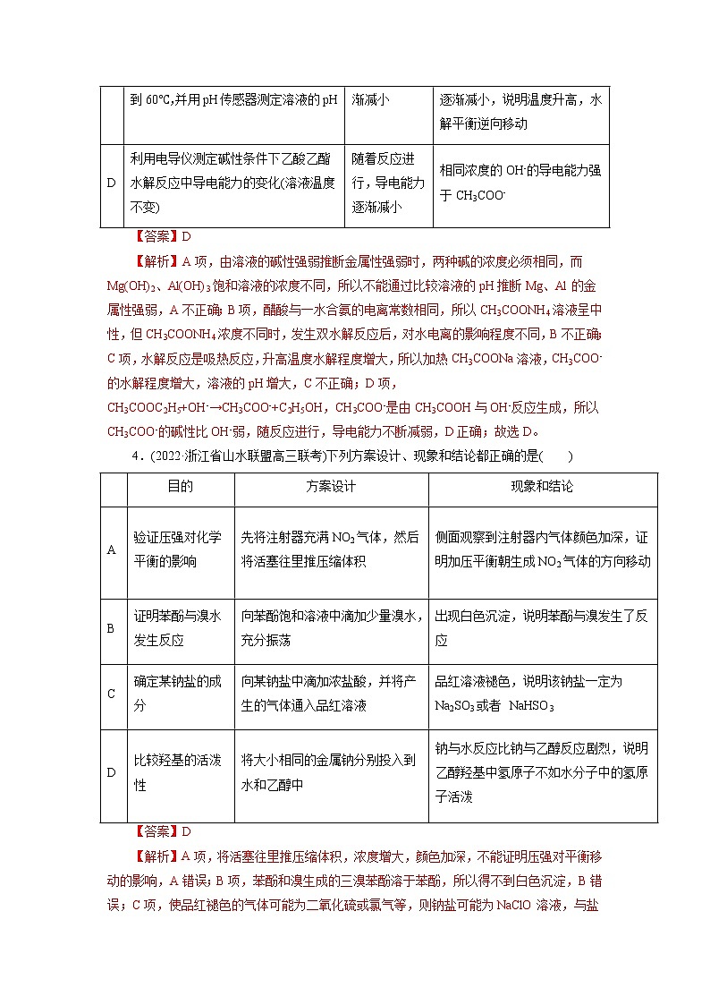 2023年高考化学一轮复习 考点53  化学实验方案设计与评价 模拟测试03