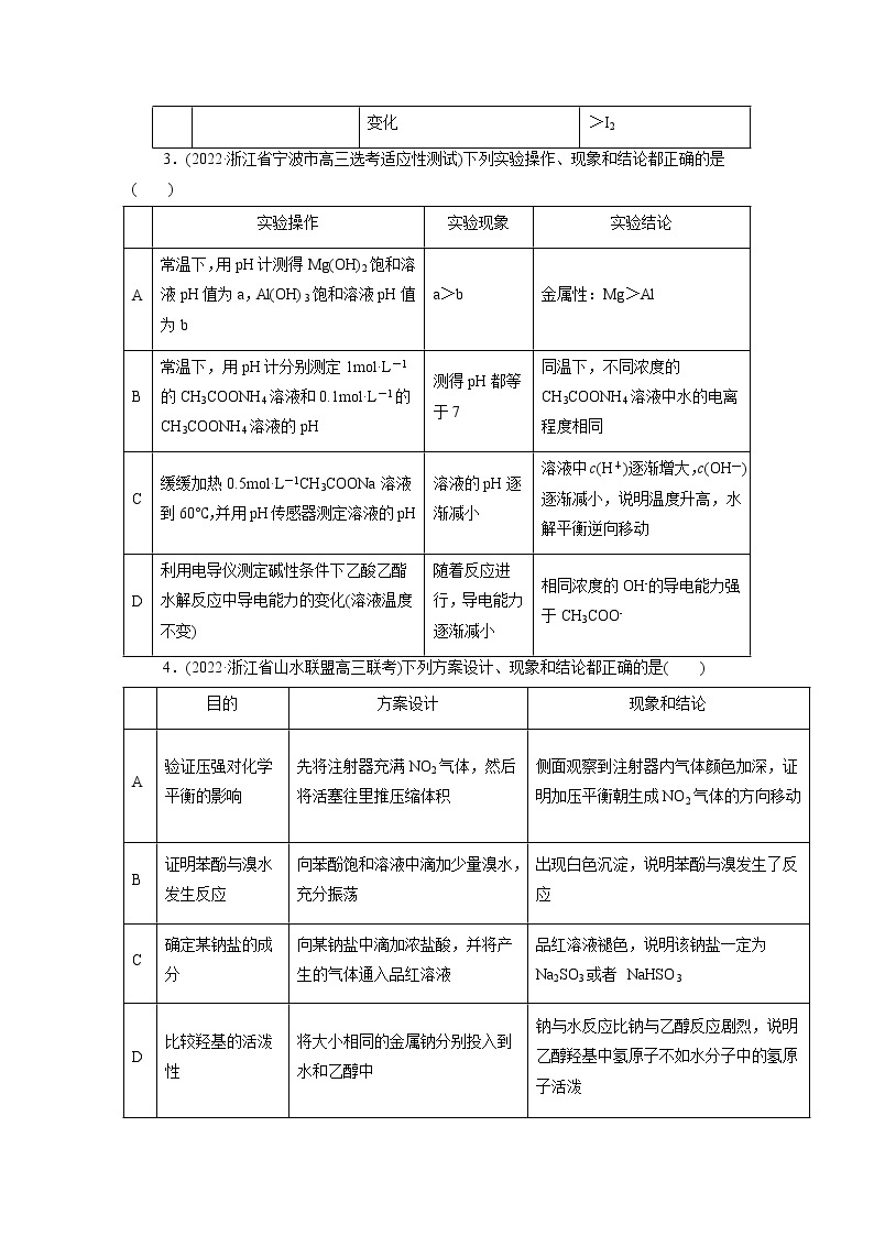 2023年高考化学一轮复习 考点53  化学实验方案设计与评价 模拟测试02